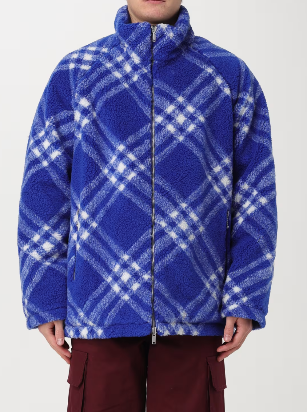 Burberry - Áo khoác ấm nam check-print fleece jacket