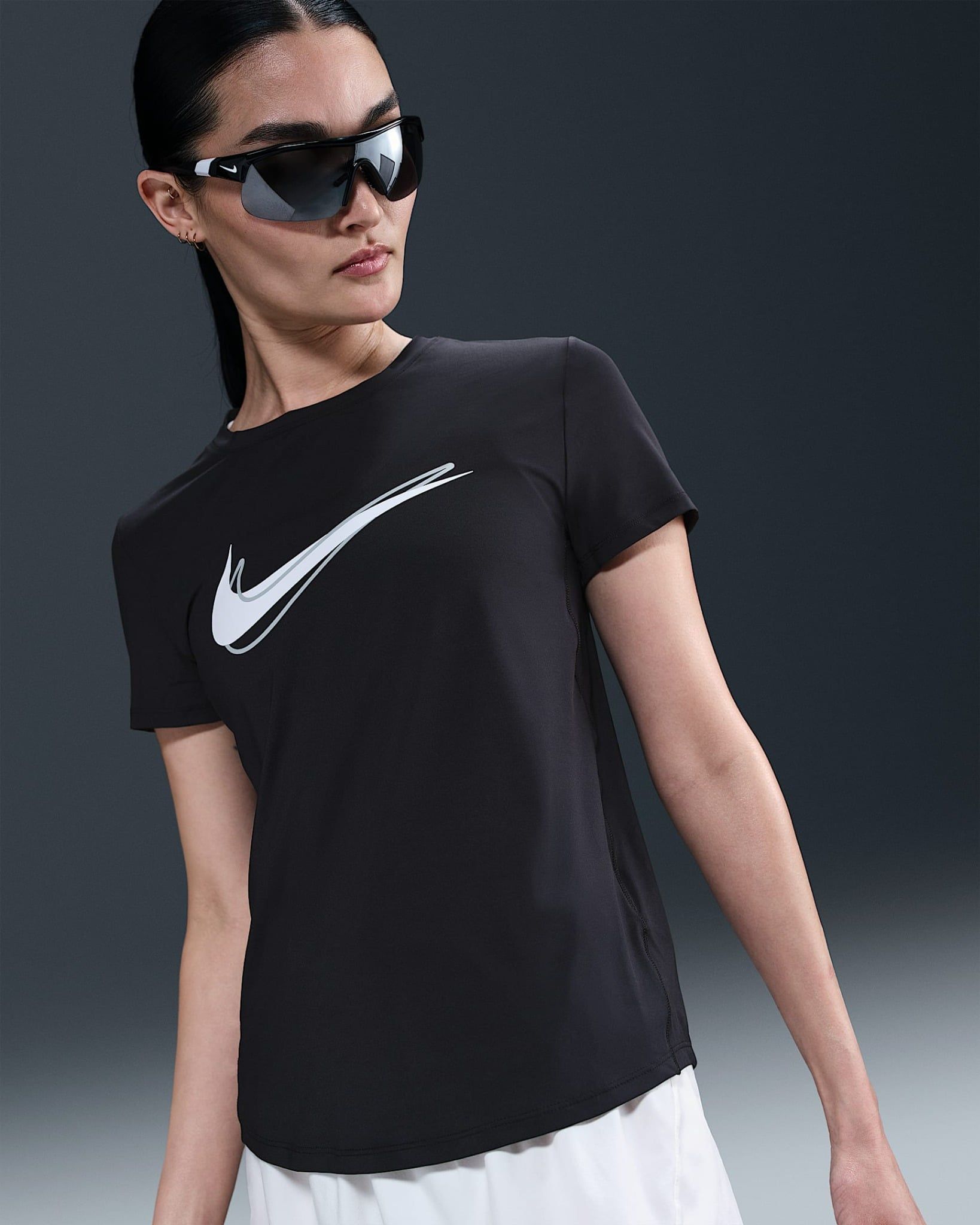 Nike - Áo tay ngắn thể thao Nữ One Swoosh Women's Dri-FIT Short-Sleeve Running Top