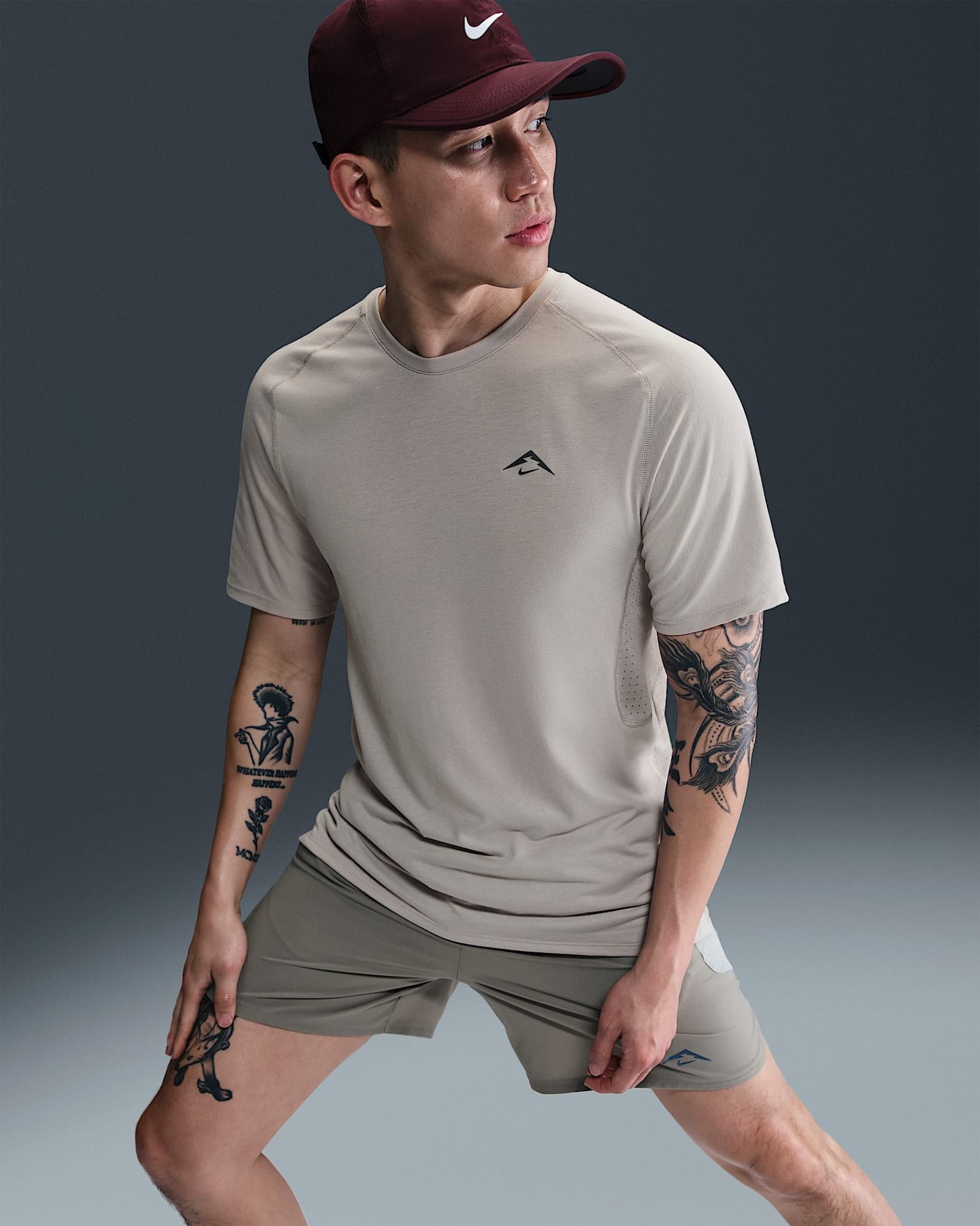 Nike - Áo tay ngắn thể thao Nam Trail Solar Chase Men's Dri-FIT ADV Short-Sleeve Running Top