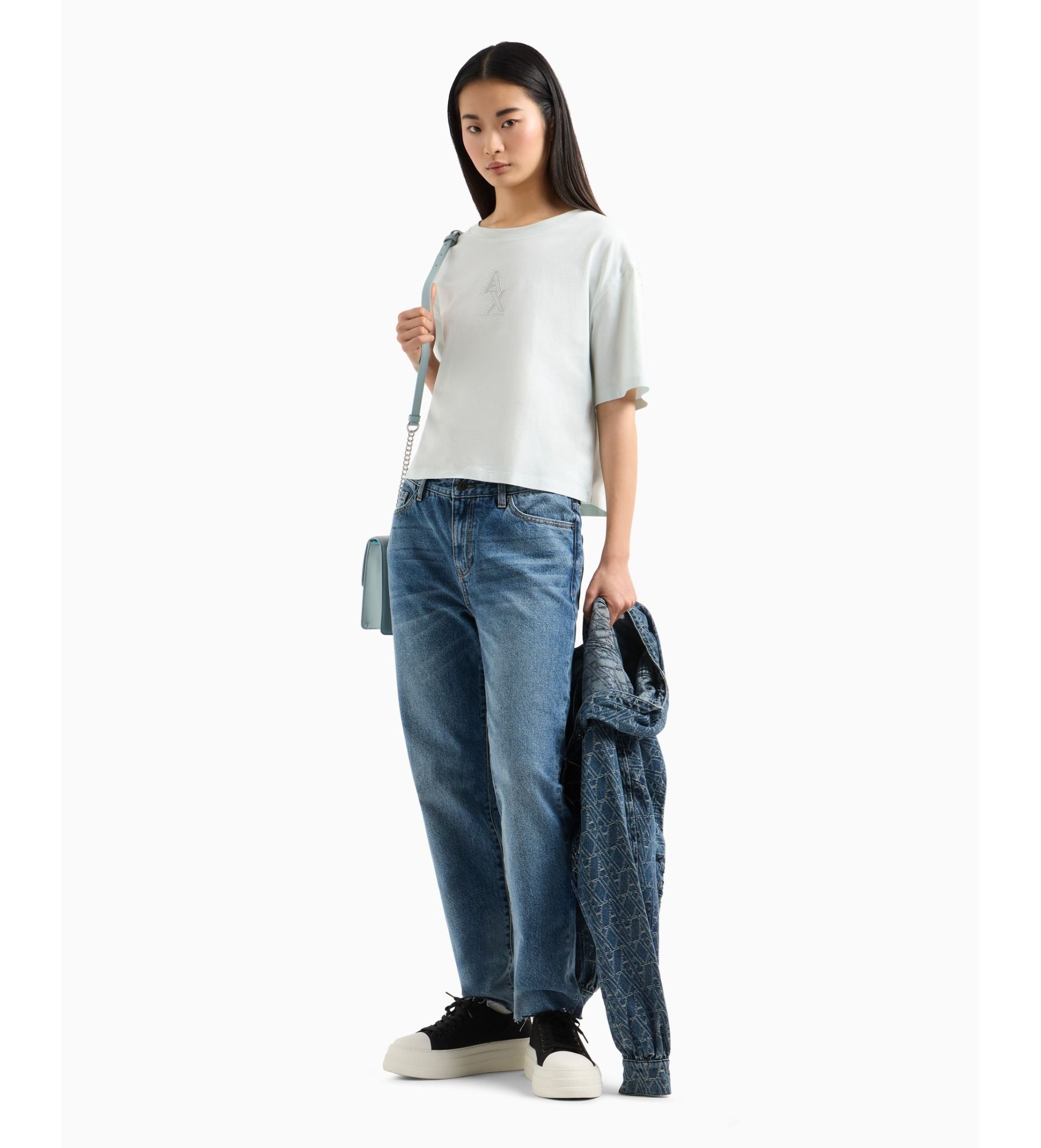 Armani Exchange - Áo thun lửng dáng ôm nữ Aix Women's T-Shirt