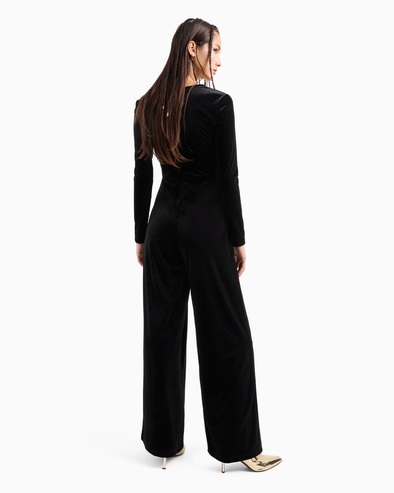 Armani Exchange - Đầm liền jumpsuit nữ V-neck midi dress with contrasting logo
