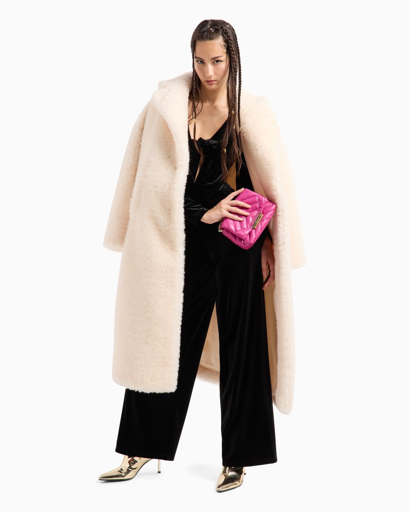Armani Exchange - Đầm liền jumpsuit nữ V-neck midi dress with contrasting logo