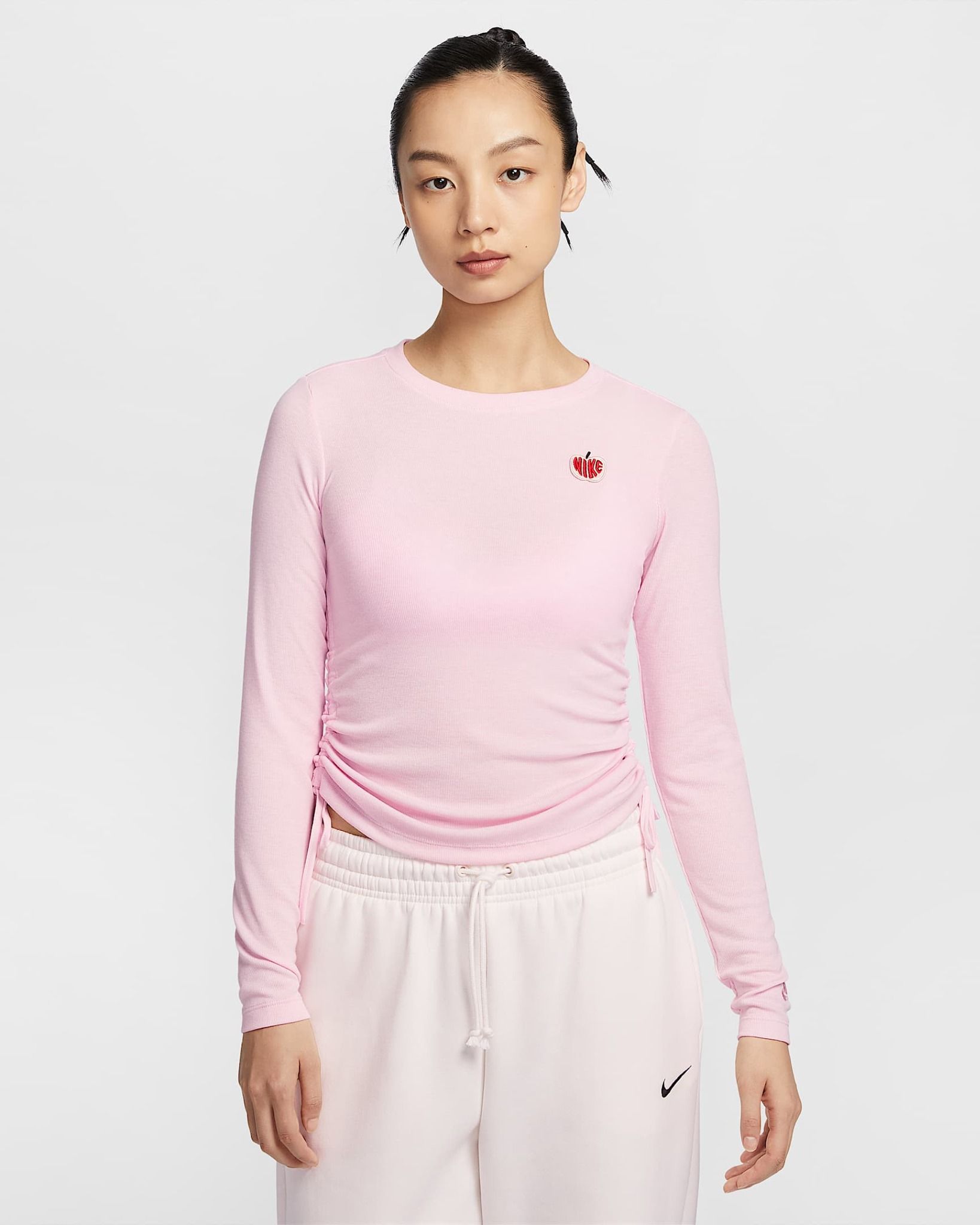 Nike - Áo tay dài thể thao Nữ Women's Ribbed Long-Sleeve Cropped Top
