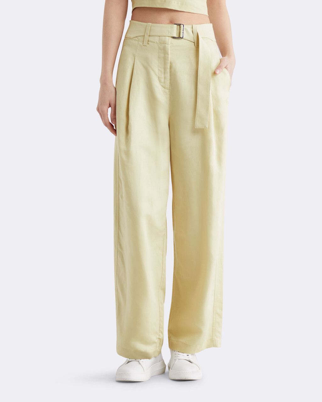 Calvin Klein - Quần dài ống rộng nữ Pleated Wide Leg Pants