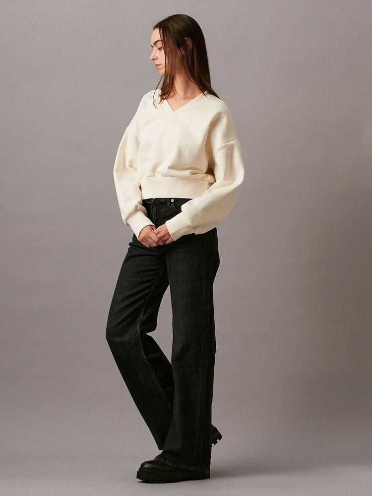 Calvin Klein - Áo ấm tay dài CK nữ Oversized V Neck Pullover Sweatshirt