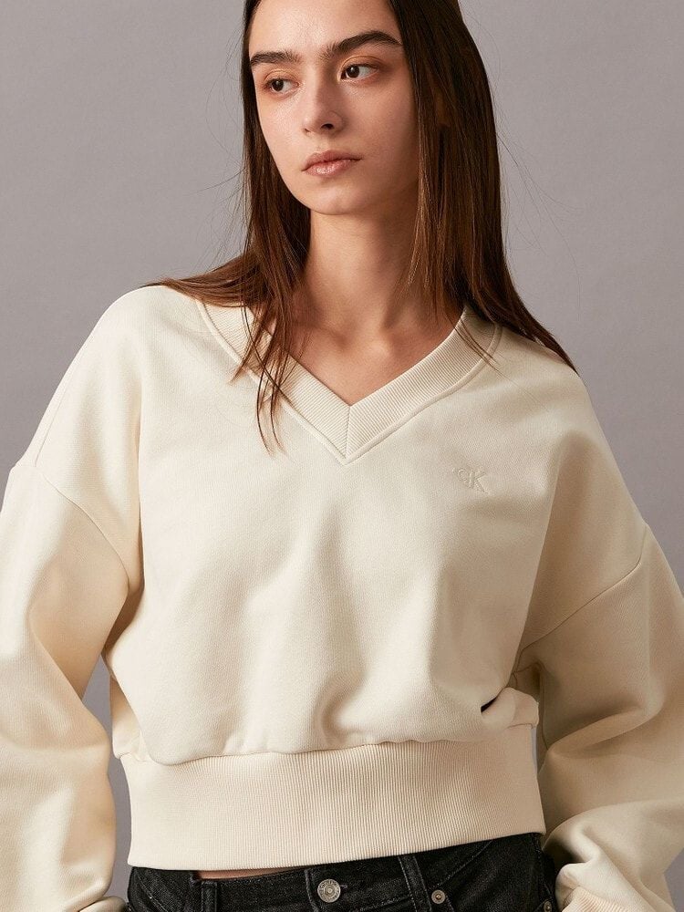 Calvin Klein - Áo ấm tay dài CK nữ Oversized V Neck Pullover Sweatshirt