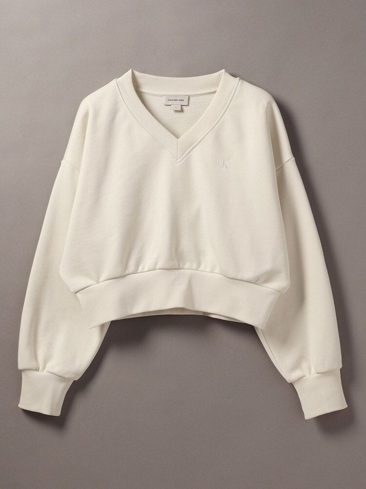 Calvin Klein - Áo ấm tay dài CK nữ Oversized V Neck Pullover Sweatshirt