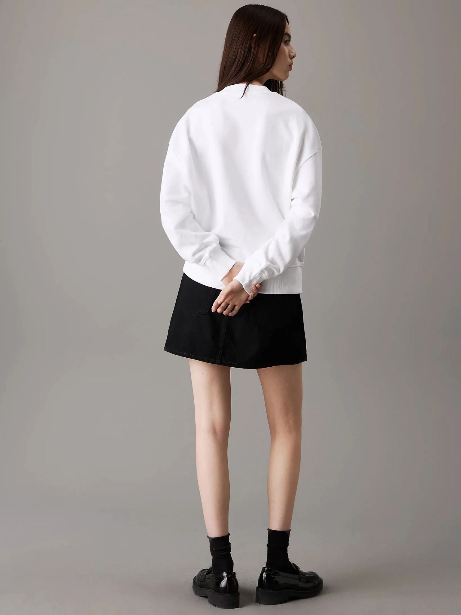 Calvin Klein - Áo lạnh tay dài CK nữ Textured Monologo Crewneck