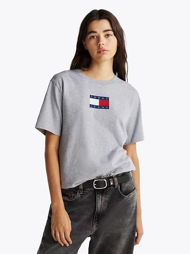 Tommy Hilfiger - Áo phông tay ngắn nữ Relaxed Melange Flag Tee