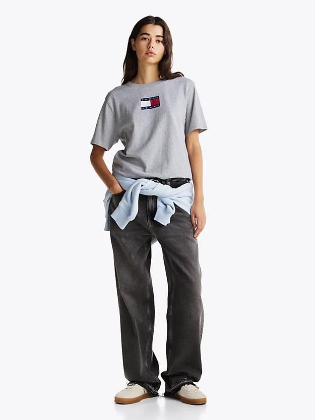 Tommy Hilfiger - Áo phông tay ngắn nữ Relaxed Melange Flag Tee