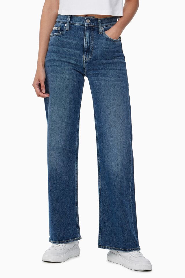 Calvin Klein - Quần jeans ống đứng CK nữ Premium Highrise Wide Leg Jeans