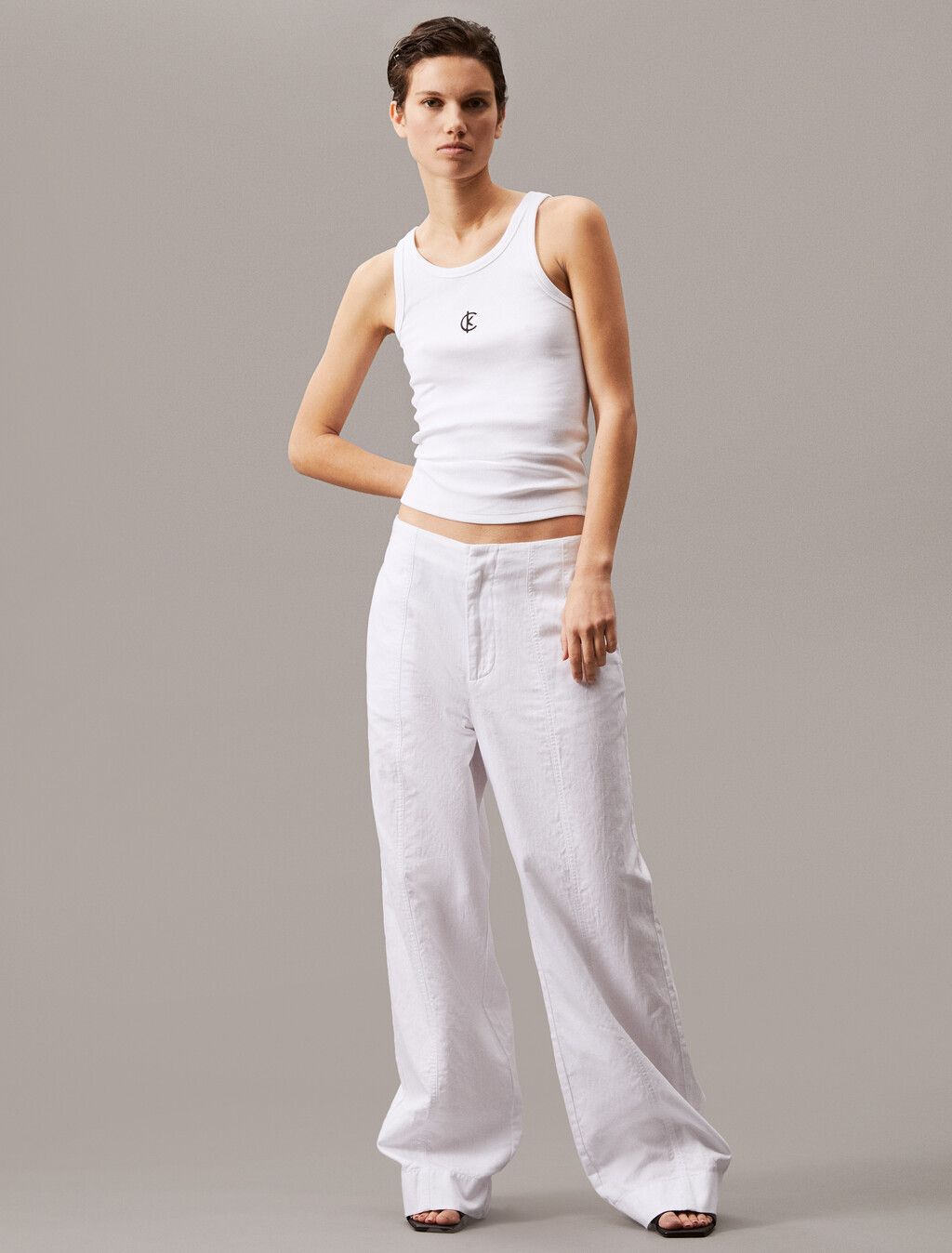 Calvin Klein - Áo ba lỗ CK nữ Ribbed Cotton Logo Tank Top