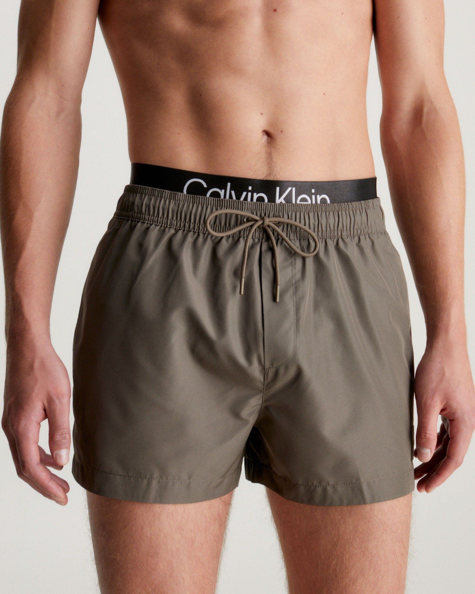 Calvin Klein - Quần đi biển nam Steel Double Waistband Swim Shorts