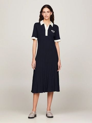 Tommy Hilfiger - Đầm nữ 1985 Collection Ribbed Midi Polo Dress