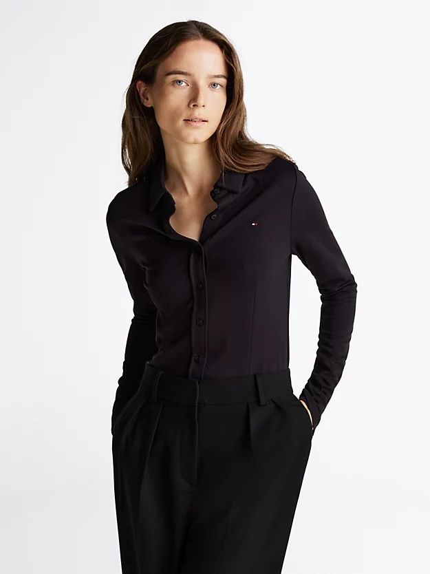 Tommy Hilfiger - Áo sơ mi tay dài nữ Split Cuff Slim Shirt