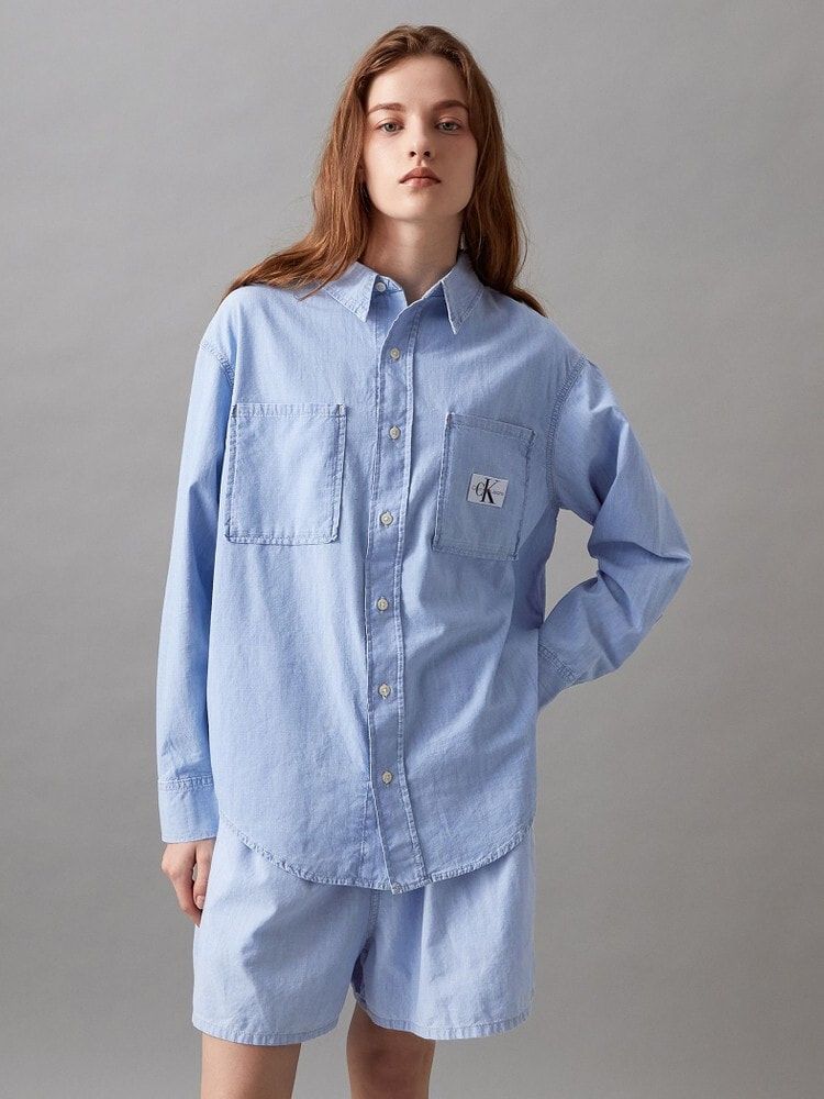 Calvin Klein - Áo sơ mi tay dài CK nữ Oversized Light Denim Shirt