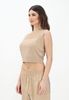 Armani Exchange - Áo thời trang nữ Ax Women's beige sleeveless sweater with monogram motif
