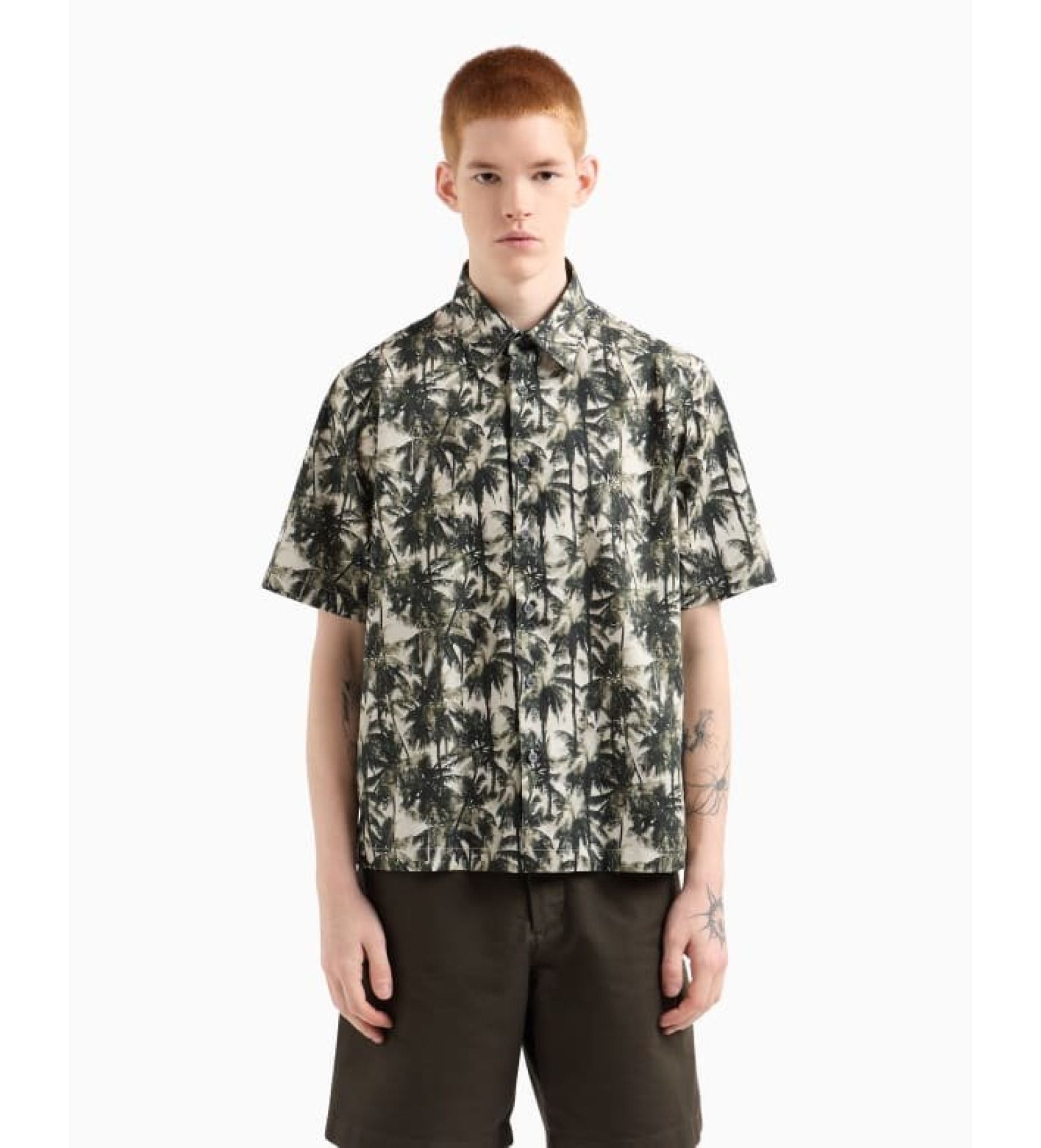 Armani Exchange - Áo sơ mi tay ngắn nam Ax Green printed T-shirt