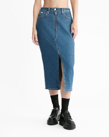 Calvin Klein - Váy nữ Sustainable Midi Denim Skirt