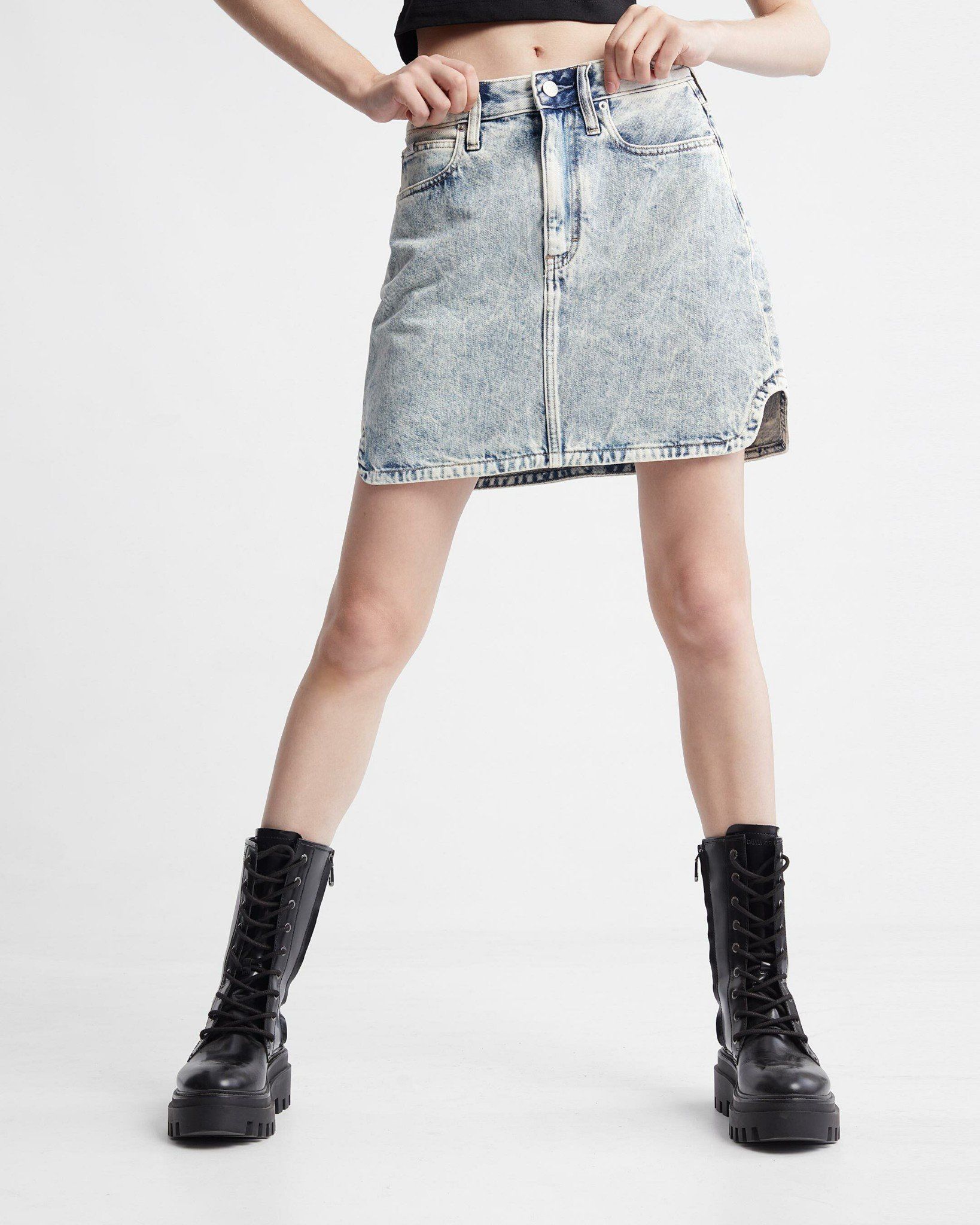 Calvin Klein - Váy nữ Recycled Cotton A Line Mini Denim Skirt