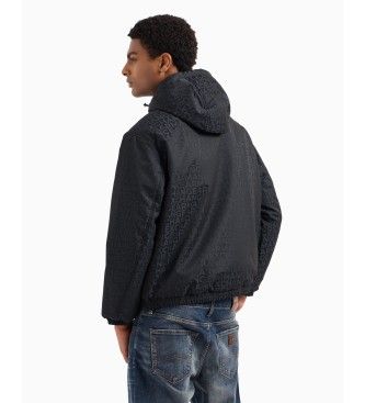 Armani Exchange - Áo khoác nam Men's Blue Puffer Jacket with Hood and Zipper