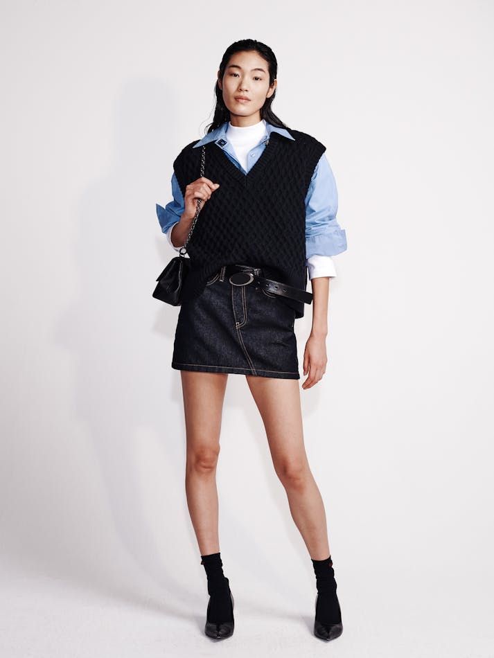 Calvin Klein - Áo len CK nữ Merino Wool Cable Knit Relaxed Vest