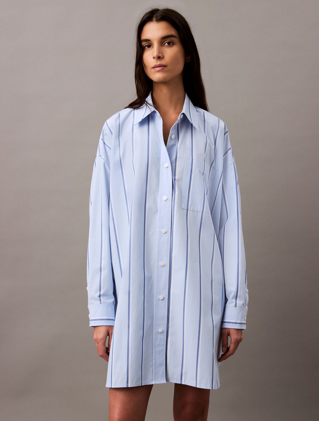Calvin Klein - Đầm CK nữ Relaxed Striped Cotton Shirt Dress