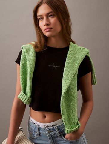 Calvin Klein - Áo thun thời trang CK nữ Slim Cropped Monogram T-shirt