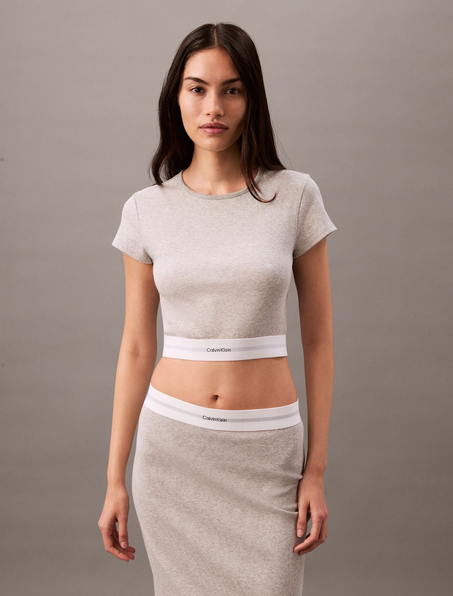 Calvin Klein - Áo ngủ CK nữ Rib Knit Cropped Tee