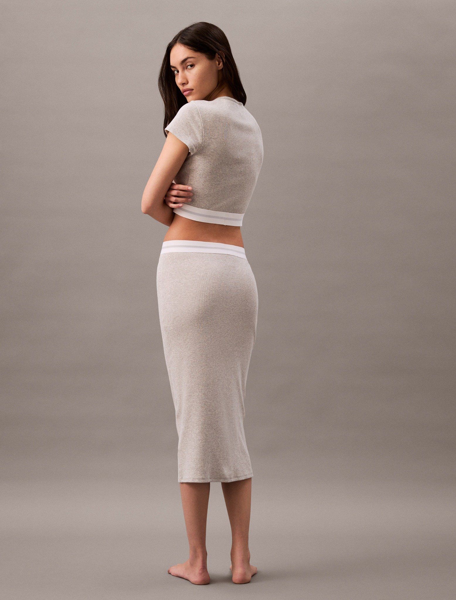 Calvin Klein - Áo ngủ CK nữ Rib Knit Cropped Tee