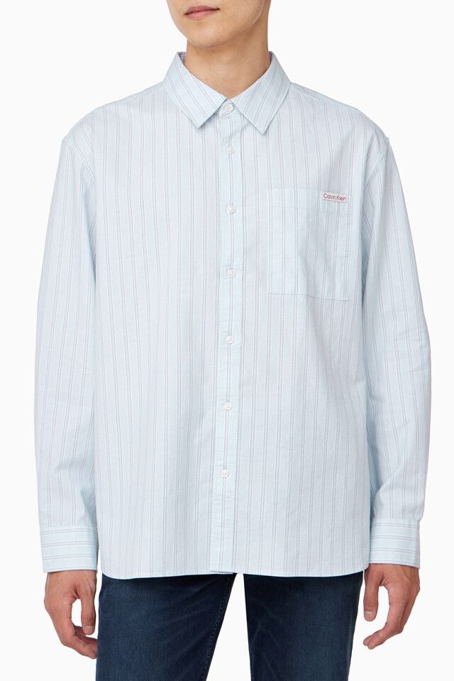 Calvin Klein - Áo sơ mi tay dài CK nam CK Stripe Oxford Relaxed Shirt