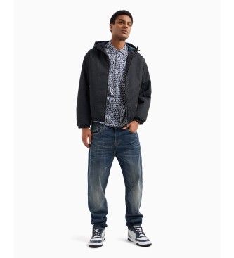 Armani Exchange - Áo khoác nam Men's Blue Puffer Jacket with Hood and Zipper