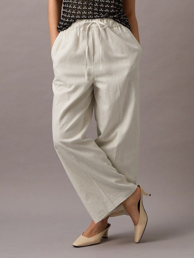 Calvin Klein - Quần dài CK nữ Linen Drawstring Pants