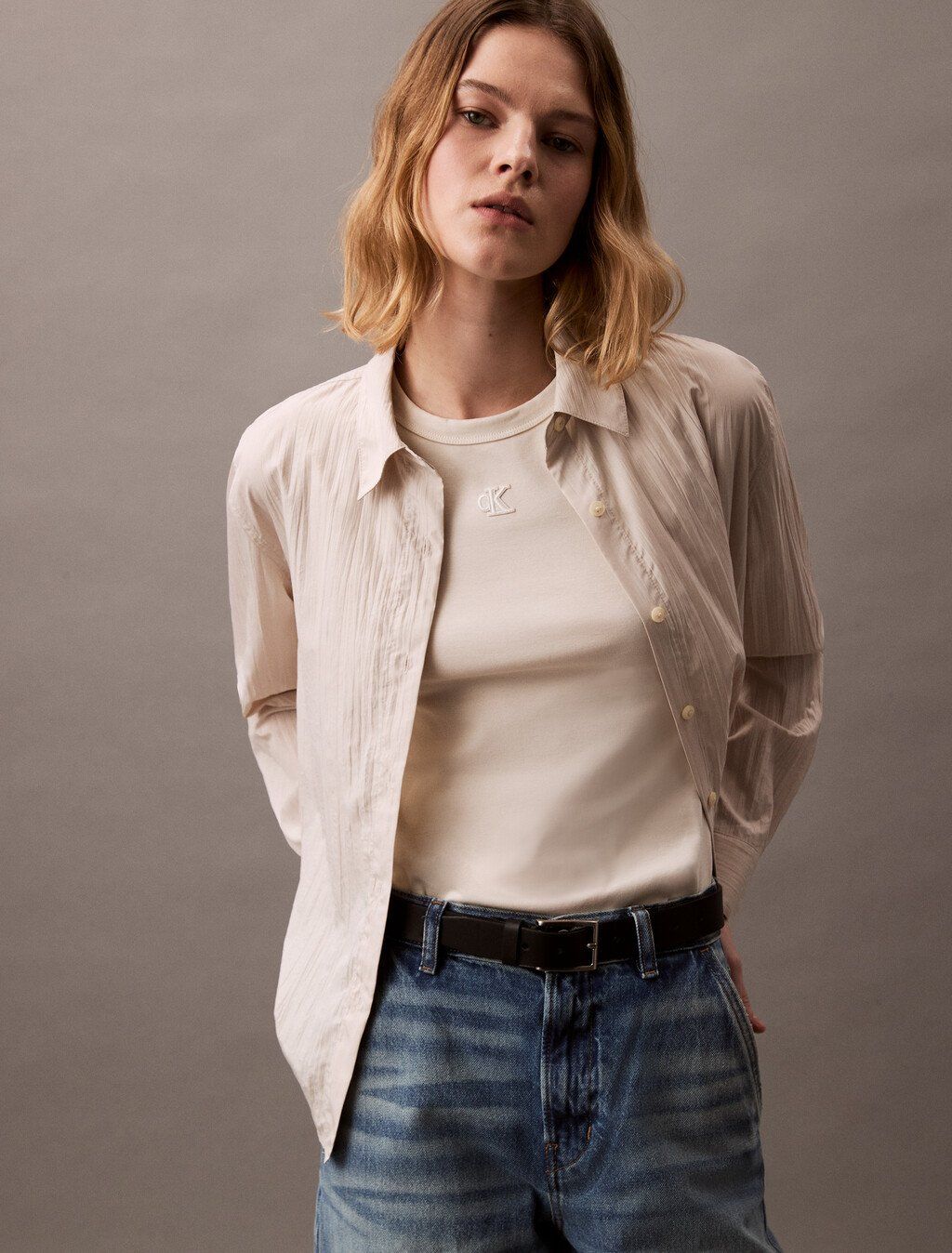 Calvin Klein - Áo ba lỗ nữ CK Applique Slim Tank Top