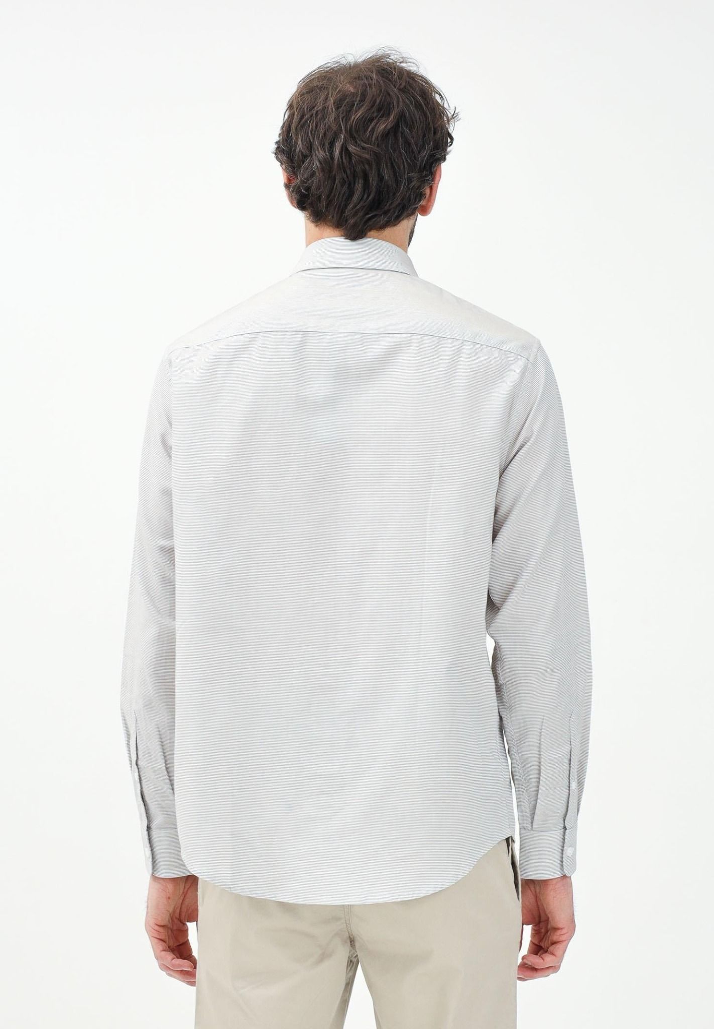 Armani Exchange - Áo sơ mi nam Ax Men's White Long Sleeve Shirt with Stripe Pattern