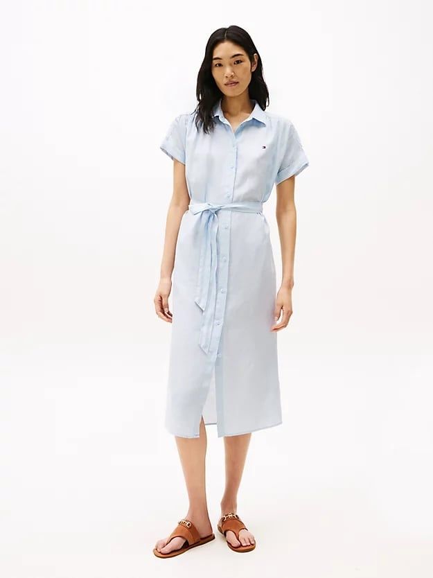 Tommy Hilfiger - Đầm nữ Pure Linen Midi Shirt Dress