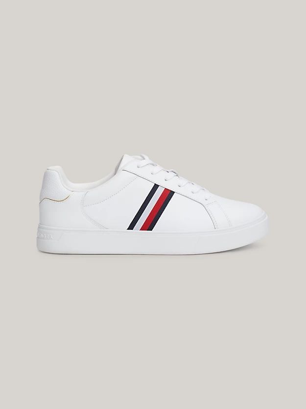 Tommy Hilfiger - Giày nữ Essential Leather Signature Tape Court Trainers