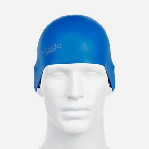 Speedo - Nón bơi nam nữ Speedo Plain Moulded Silicone Cap Blue Swimming - 4