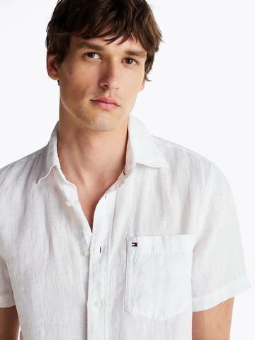 Tommy Hilfiger - Áo sơ mi tay ngắn nam Pigment Dye Linen Solid Shirt