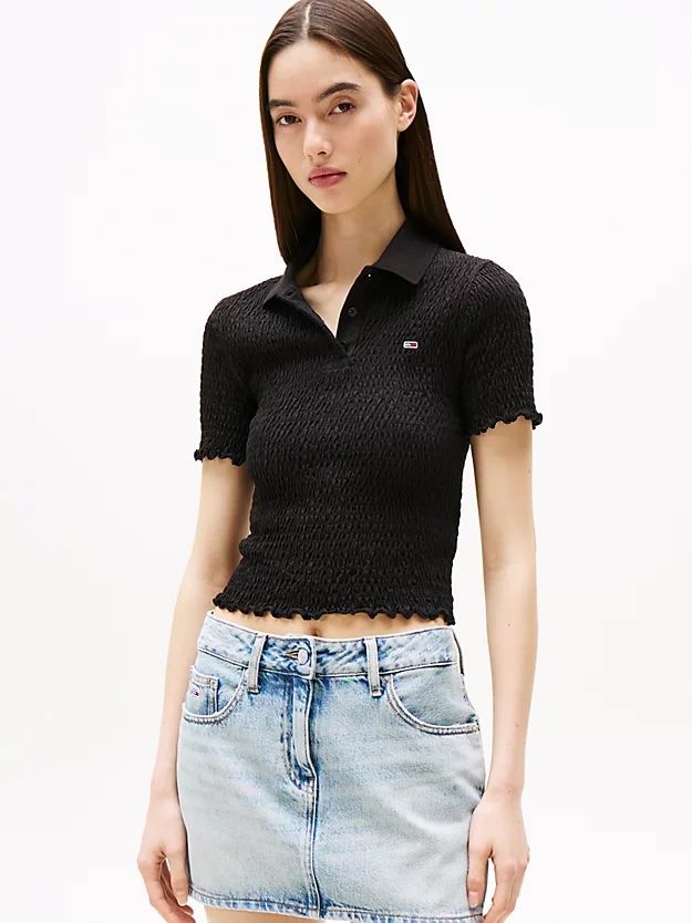 Tommy Hilfiger - Áo polo tay ngắn nữ Slim Smock Polo Shirt