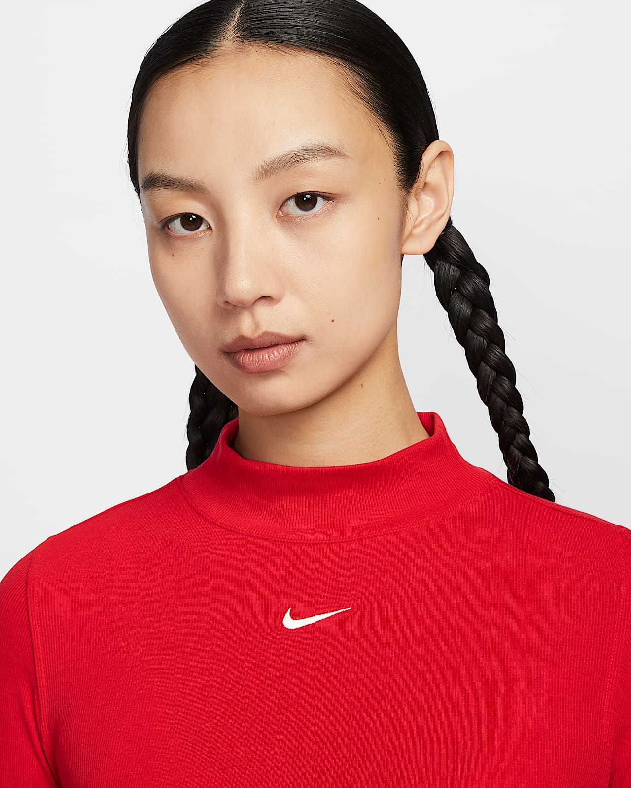 Nike - Áo len tay dài thể thao Nữ Essential Women's Ribbed Mock-Neck Long-Sleeve Top