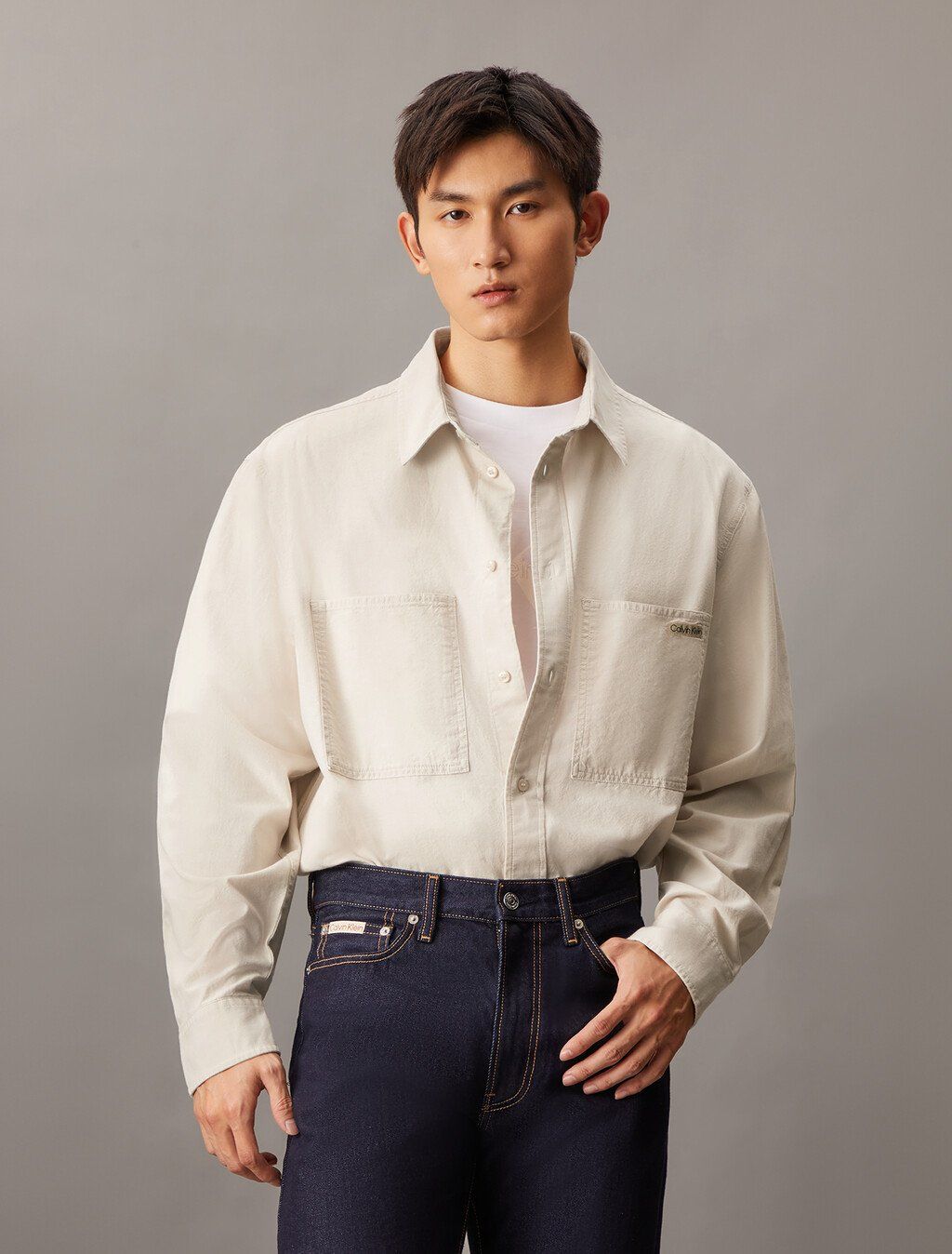 Calvin Klein - Áo sơ mi tay dài CK nam Relaxed Cotton Chambray Shirt