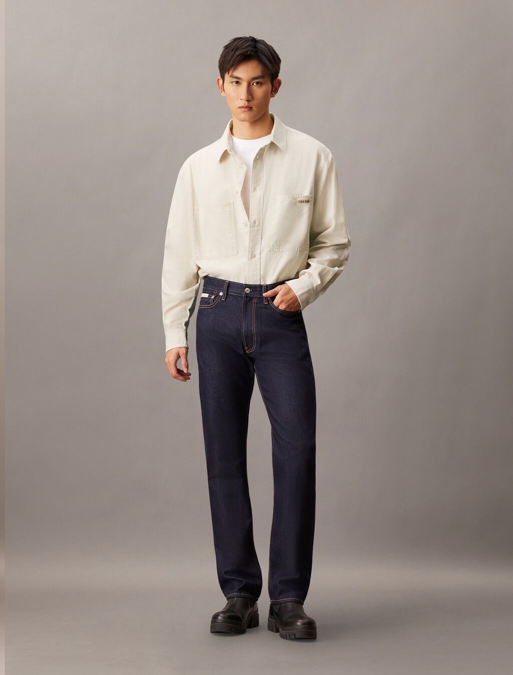 Calvin Klein - Áo sơ mi tay dài CK nam Relaxed Cotton Chambray Shirt