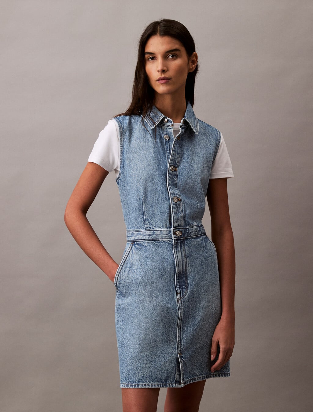 Calvin Klein - Đầm CK nữ Sleeveless Denim Mini Dress