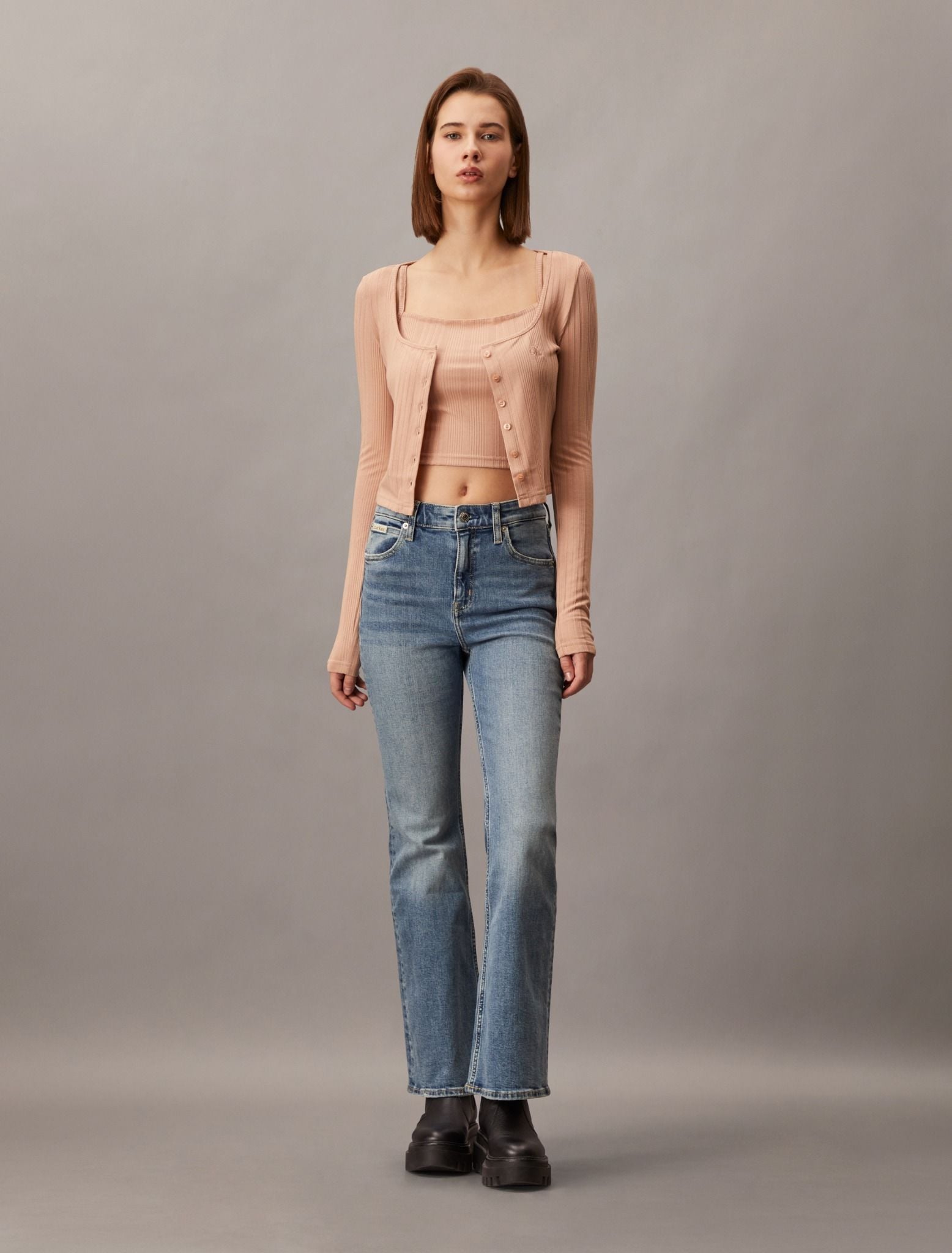 Calvin Klein - Quần jeans dài CK nữ Italian High Rise Flare Jeans