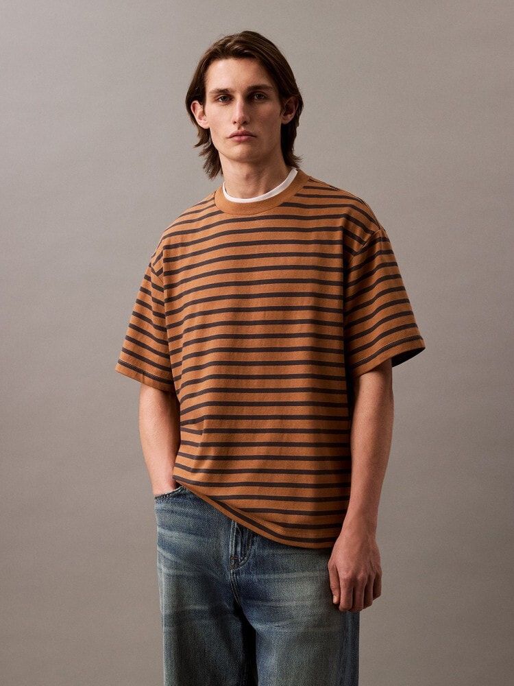 Calvin Klein - Áo phông thời trang nam CK Bold Heavy Stripe Jersey Tee