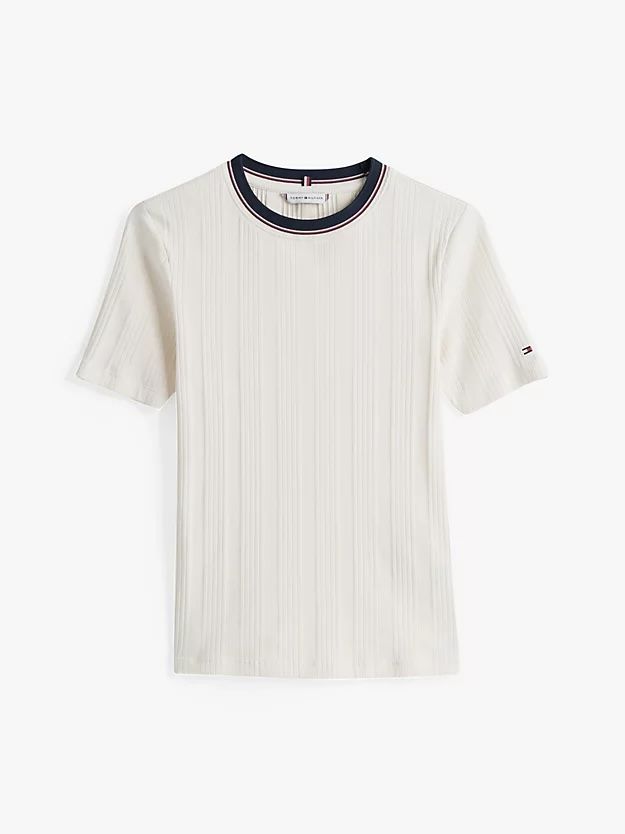 Tommy Hilfiger - Áo tay ngắn nữ Rib-Knit Contrast Collar Slim T-Shirt