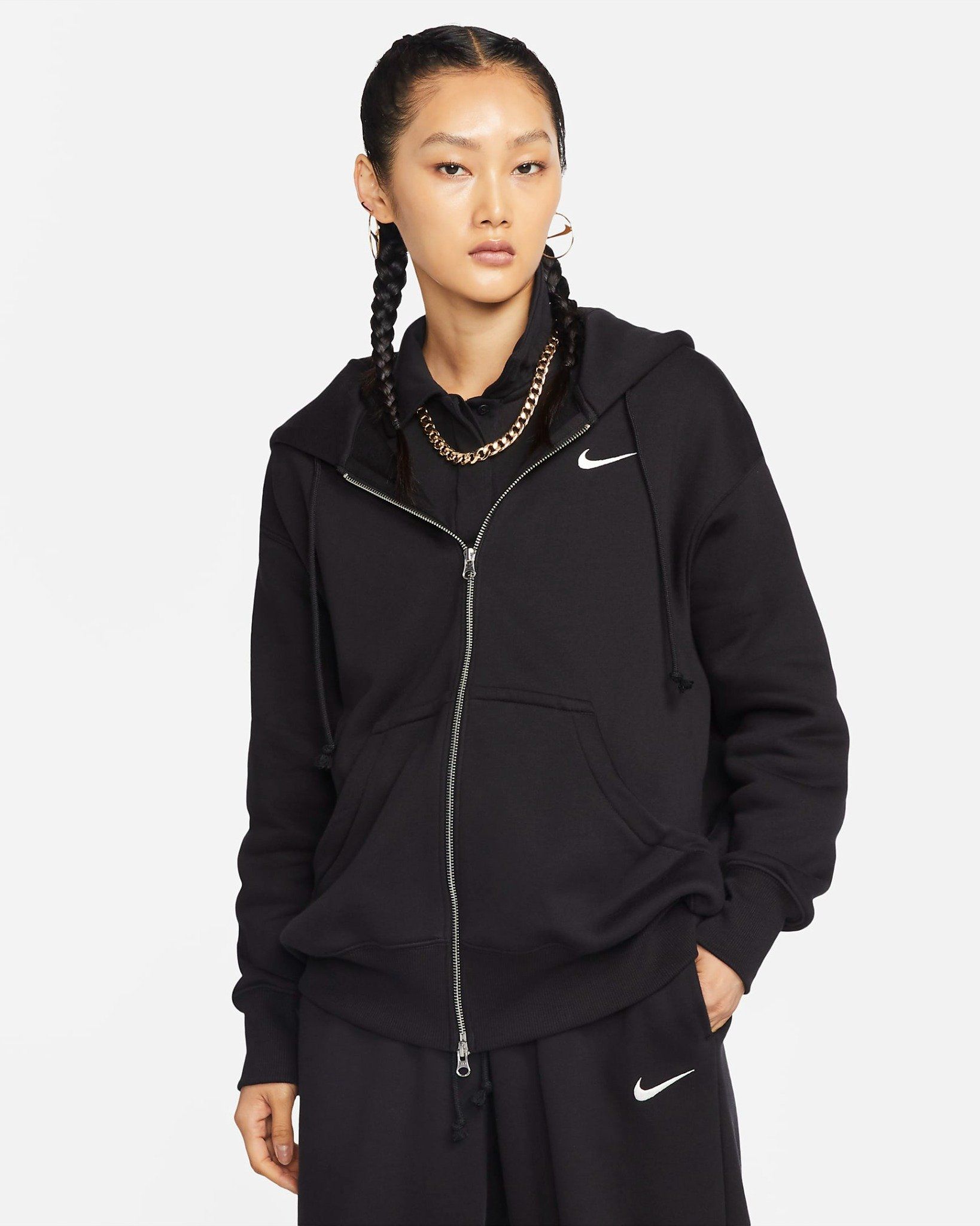 Nike - Áo khoác thể thao Nữ Phoenix Fleece Women's Oversized Full-Zip Hoodie
