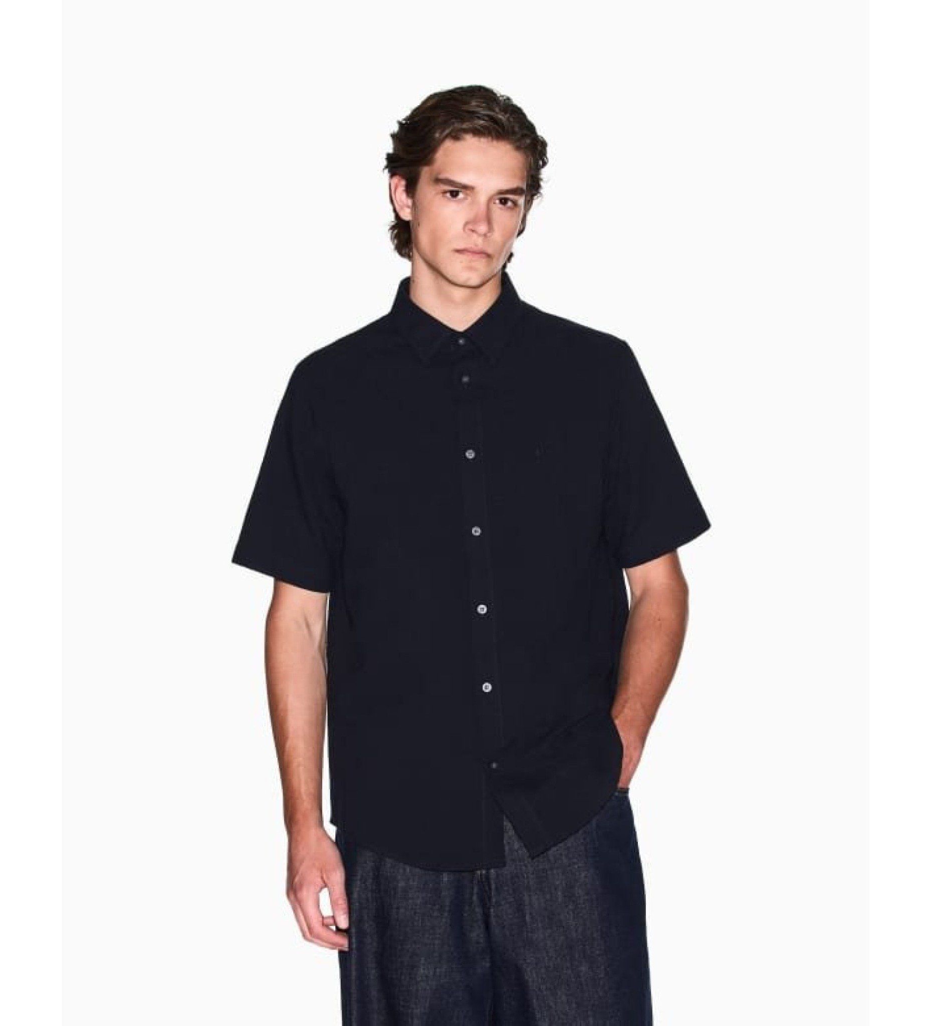 Armani Exchange - Áo sơ mi nam Ax Navy dyed yarn shirt