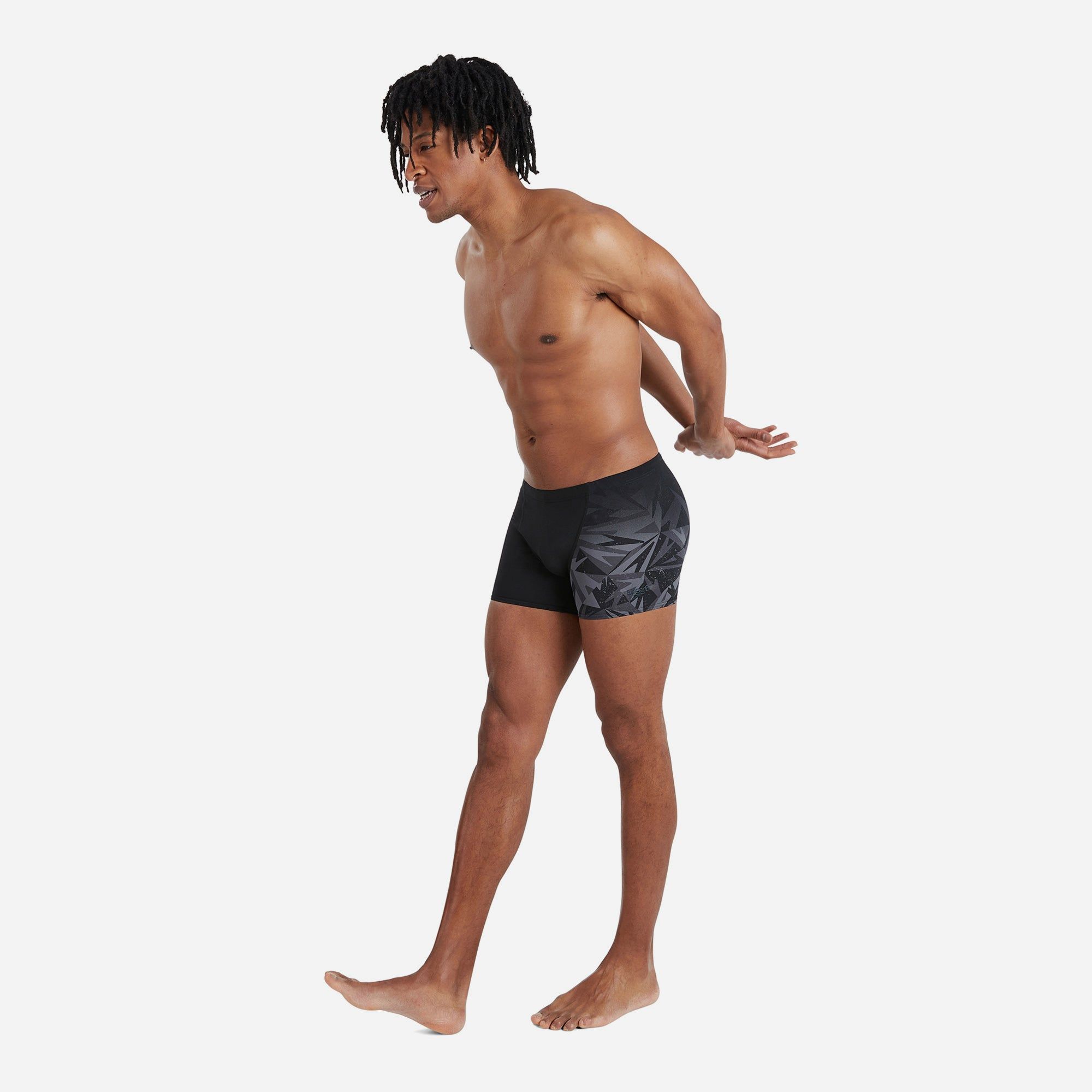 Speedo - Quần bơi nam Allover V-Cut Am Black Grey Swimming